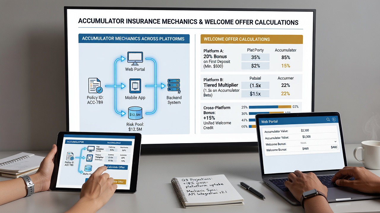 Comparison chart of accumulator insurance paired with welcome offers across different betting platforms