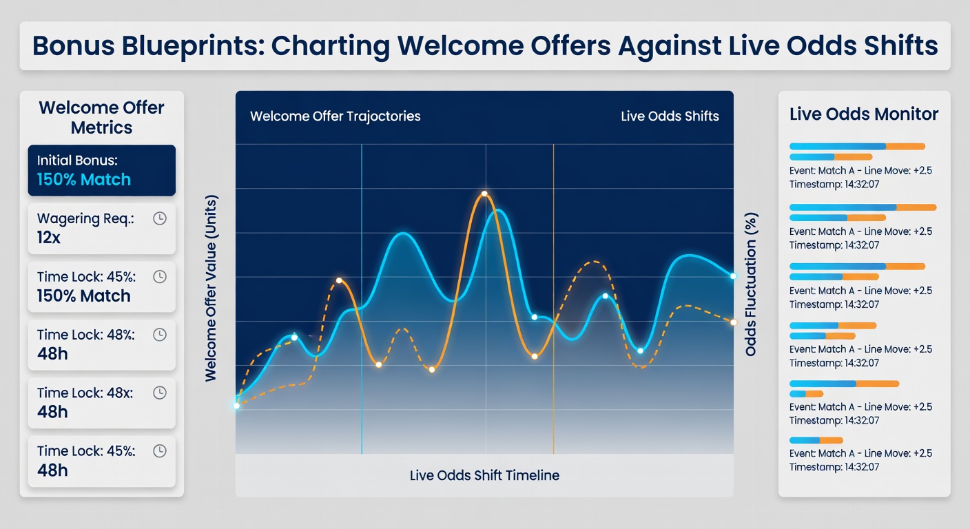 Screenshot of a betting interface showing live odds shift during a high-stakes match, overlaid with welcome bonus activation