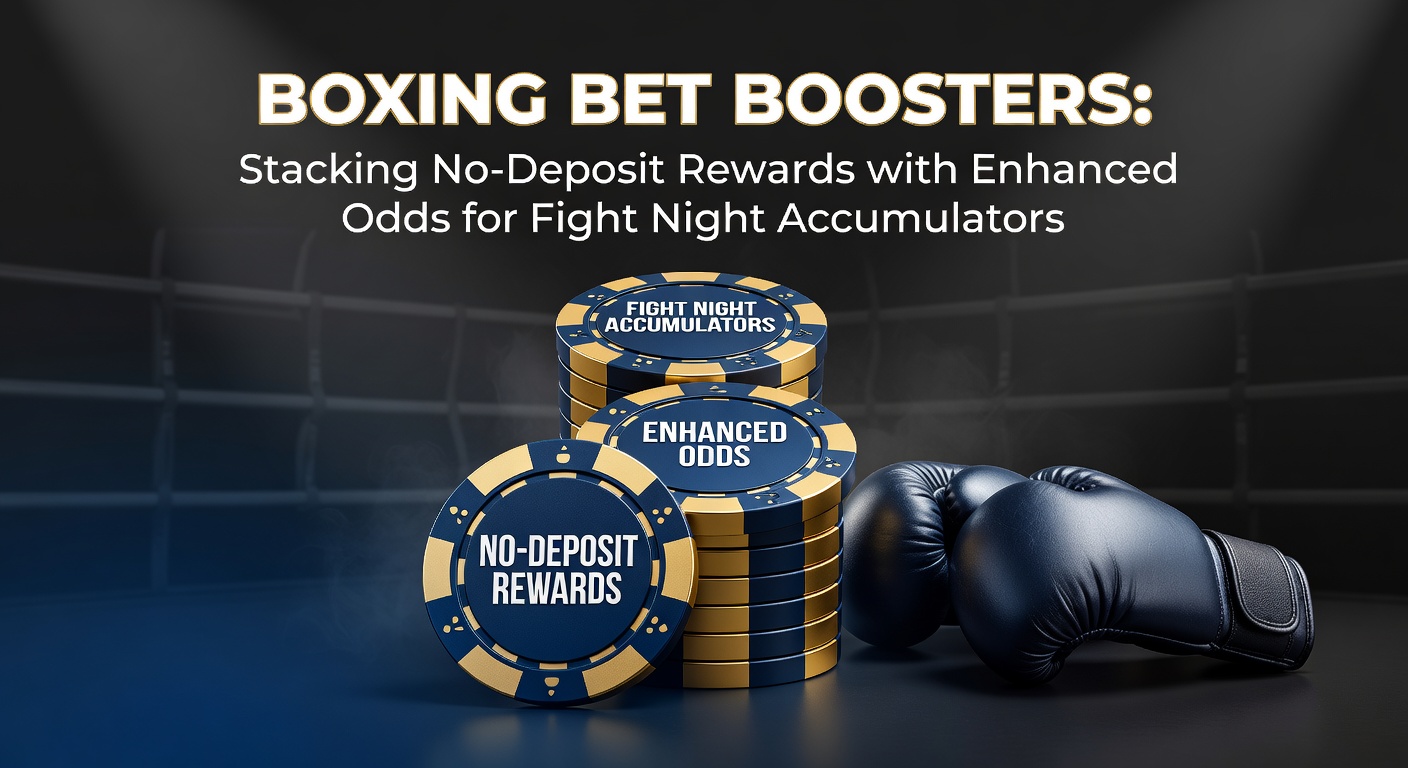 Boxers in the ring under bright lights, with overlaid betting odds and bonus icons highlighting accumulator potential during a high-stakes fight night