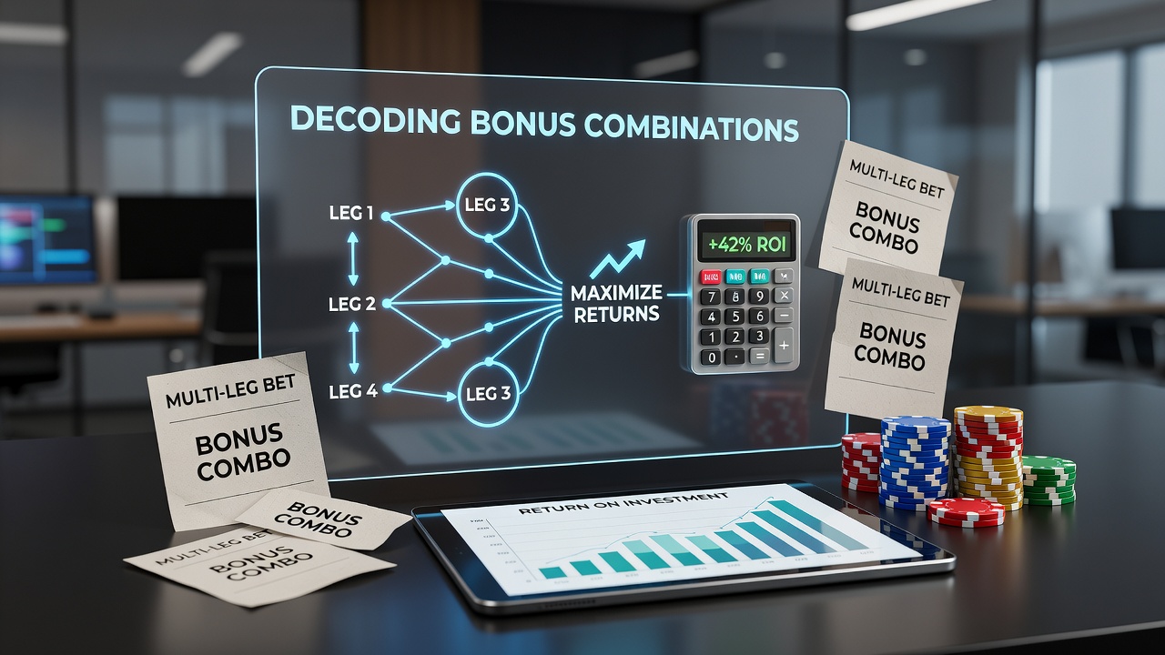 Visual breakdown of layered bonus structures applied to multi-leg accumulator bets showing payout multipliers
