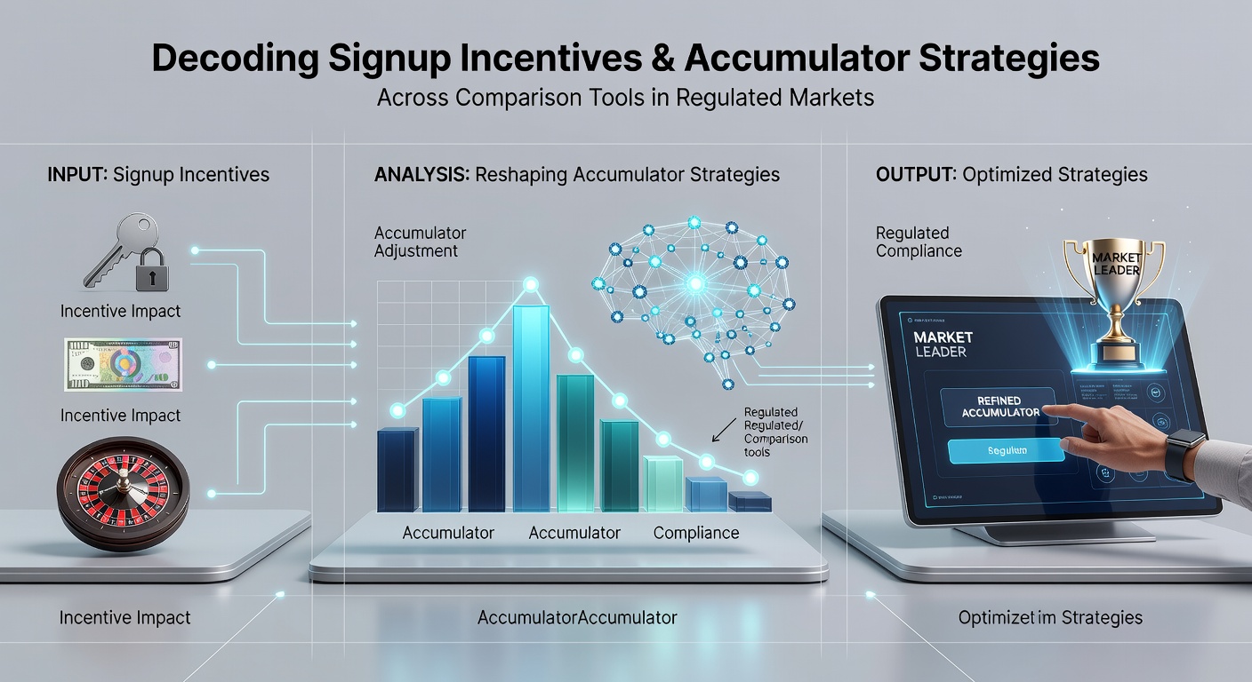 Screenshot of a comparison dashboard displaying accumulator payout adjustments driven by signup incentives across several licensed operators