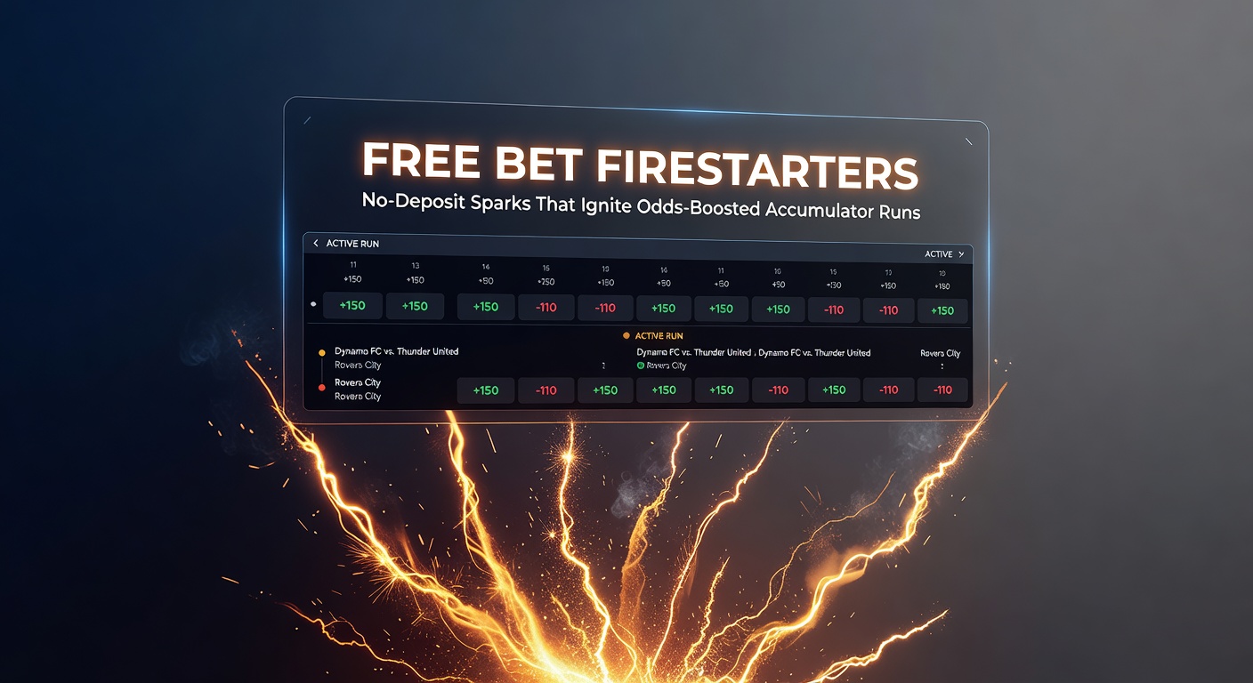Close-up visualization of an odds-boosted accumulator building with free bet flames linking bet legs