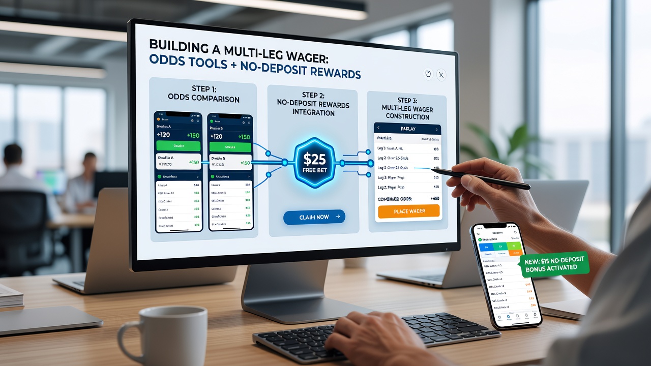 Multi-leg wager builder interface displaying combined odds and bonus allocation