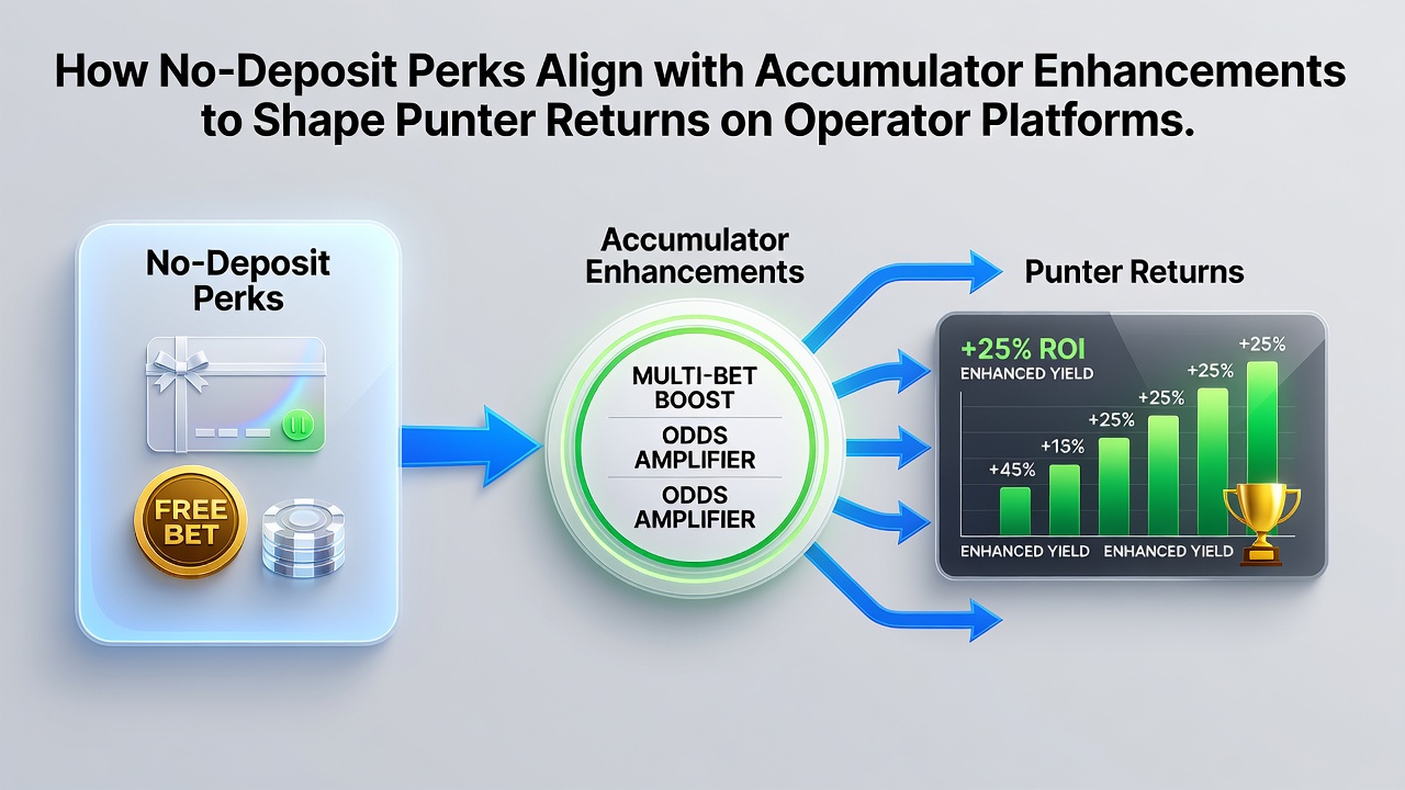 Screenshot example of a betting platform interface displaying combined no-deposit credit and accumulator boost options