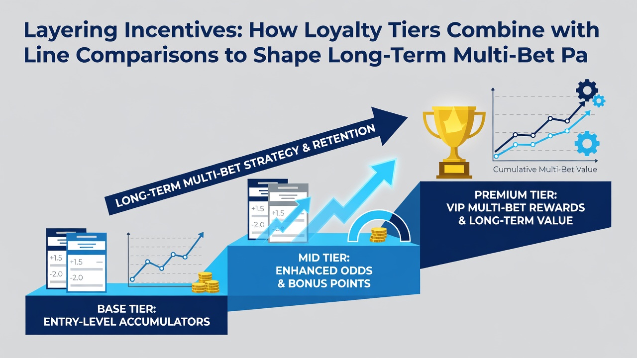 Dashboard view comparing betting lines across operators with loyalty tier progress indicators visible