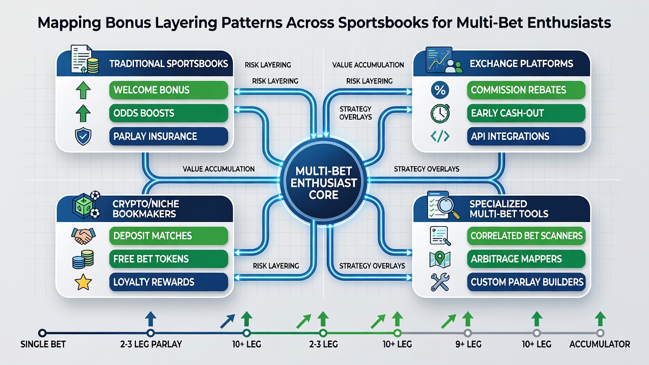 Data visualization of bonus stacking sequences across multiple betting platforms