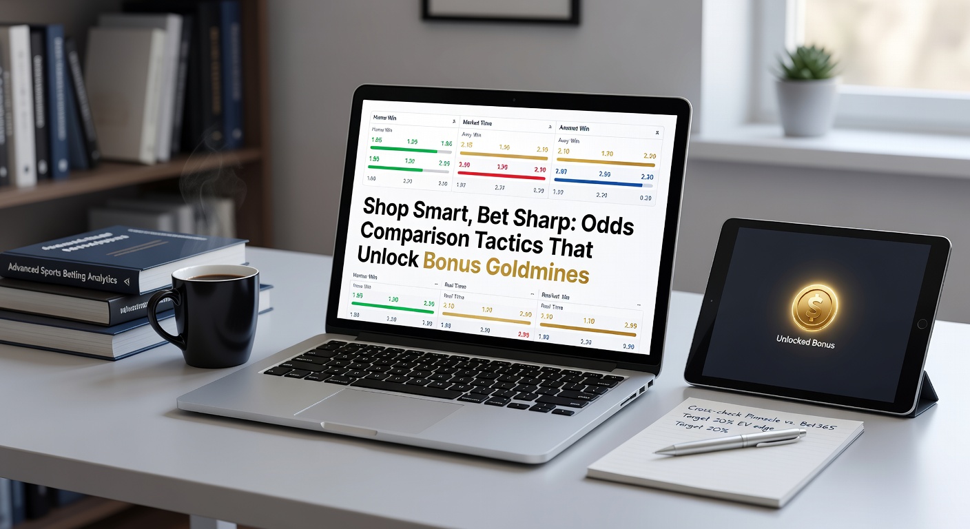Close-up of a bettor's screen comparing odds tables from various apps, with bonus icons lighting up on the top selections